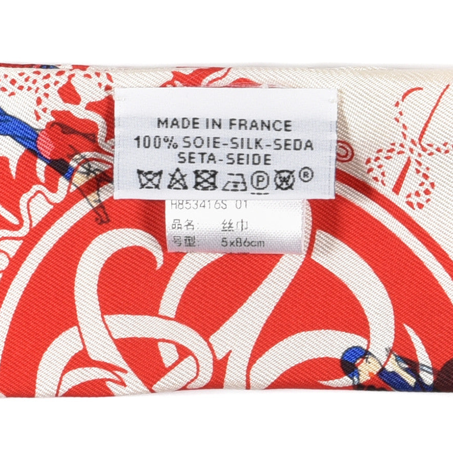 Hermes Silk Ex-Libris Les Parisiennes Studded Twilly Crème Rouge Bleu 4 of 4
