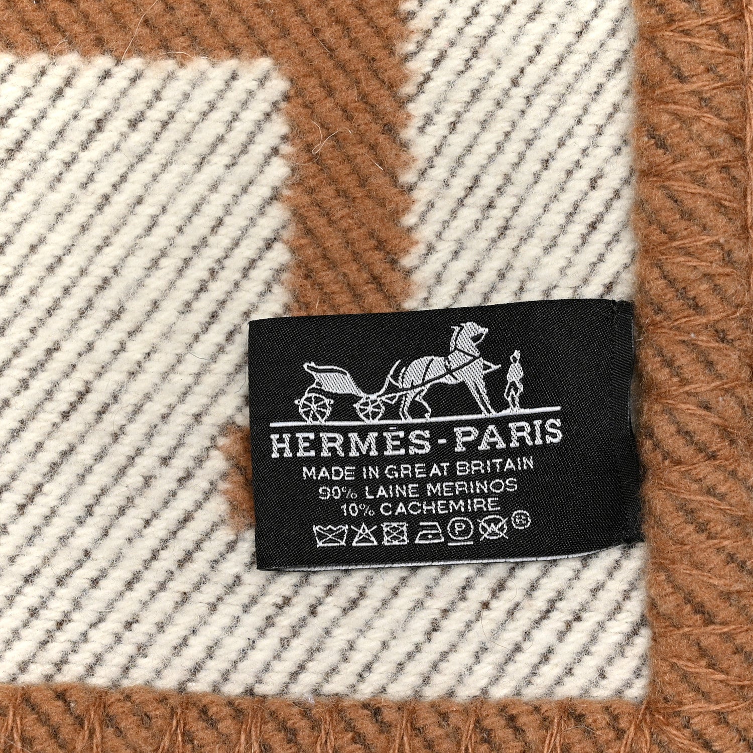 Hermes Wool Cashmere New Classic Avalon Blanket Ecru Camel 3 of 3
