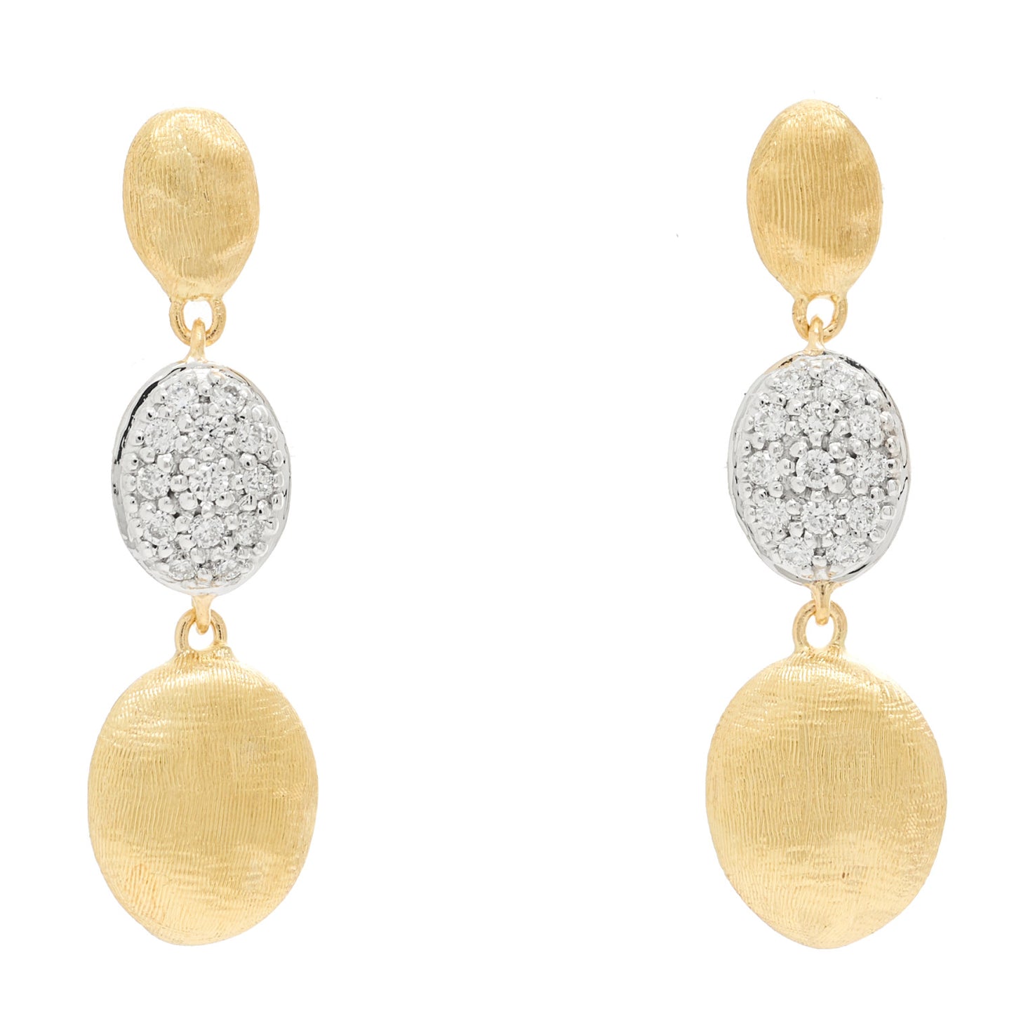18K Yellow White Gold Siviglia Triple Drop Earrings