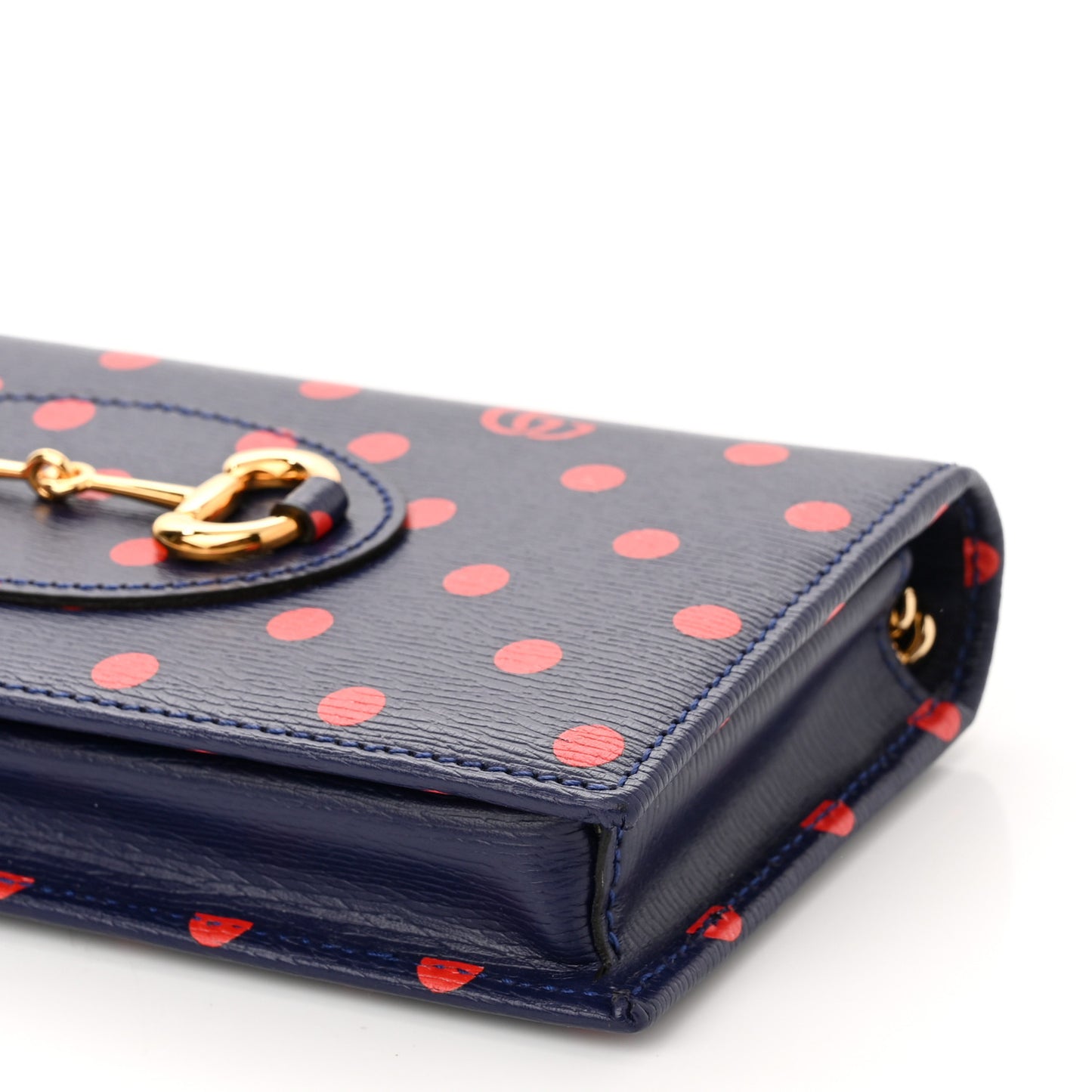 Shangai Calfskin Polka Dot Horsebit 1955 Wallet On Chain Blue Orange Sailor Blue