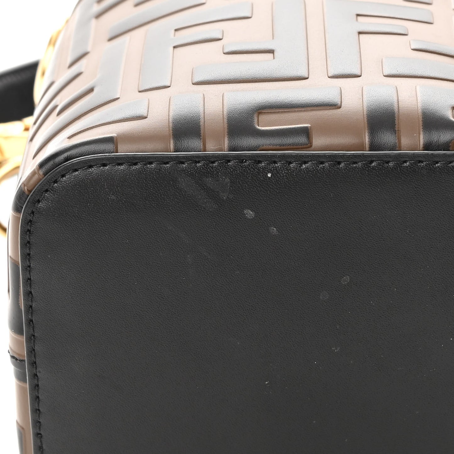 Vitello Liberty F is Fendi Bi-Color FF 1974 Embossed Mini Mon Tresor Bucket Bag Maya Black