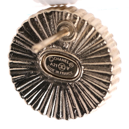 Chanel CC Round Earrings Gold Black 4 of 4