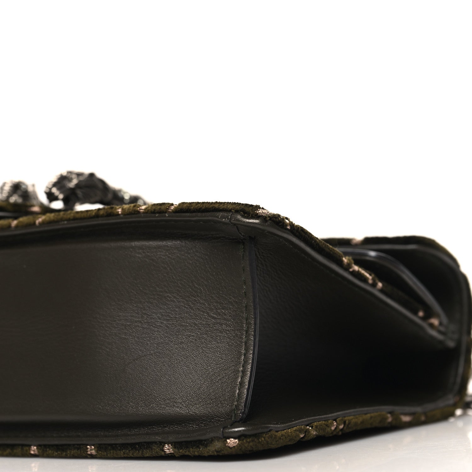 Gucci Velvet Moon Calfskin Crystal GG Monogram Small Dionysus Shoulder Bag Dark Olive Rose Gold 10 of 10