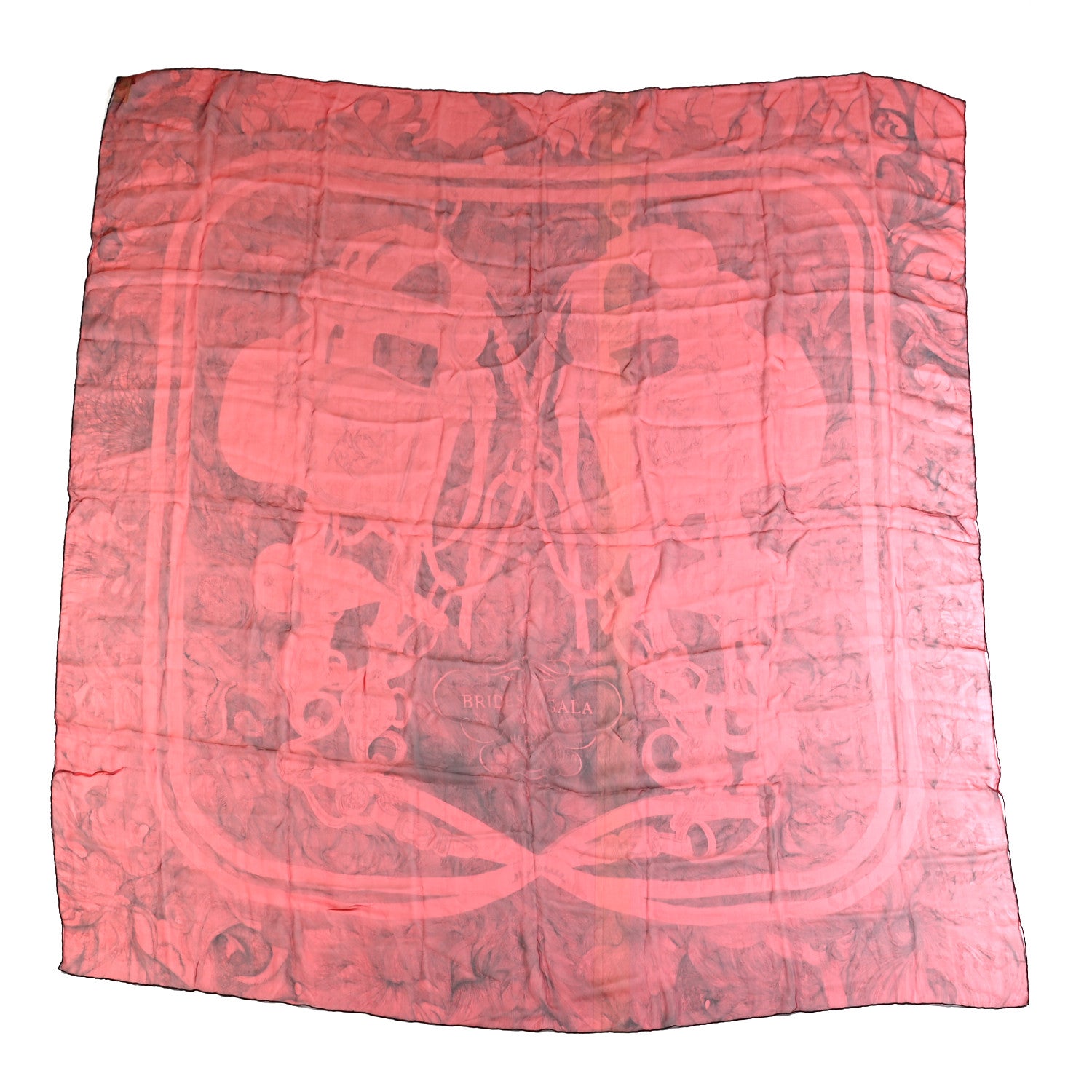 Hermes Silk Mousseline Brides De Gala En Finesse Shawl 140 Rose Indien Black 1 of 4