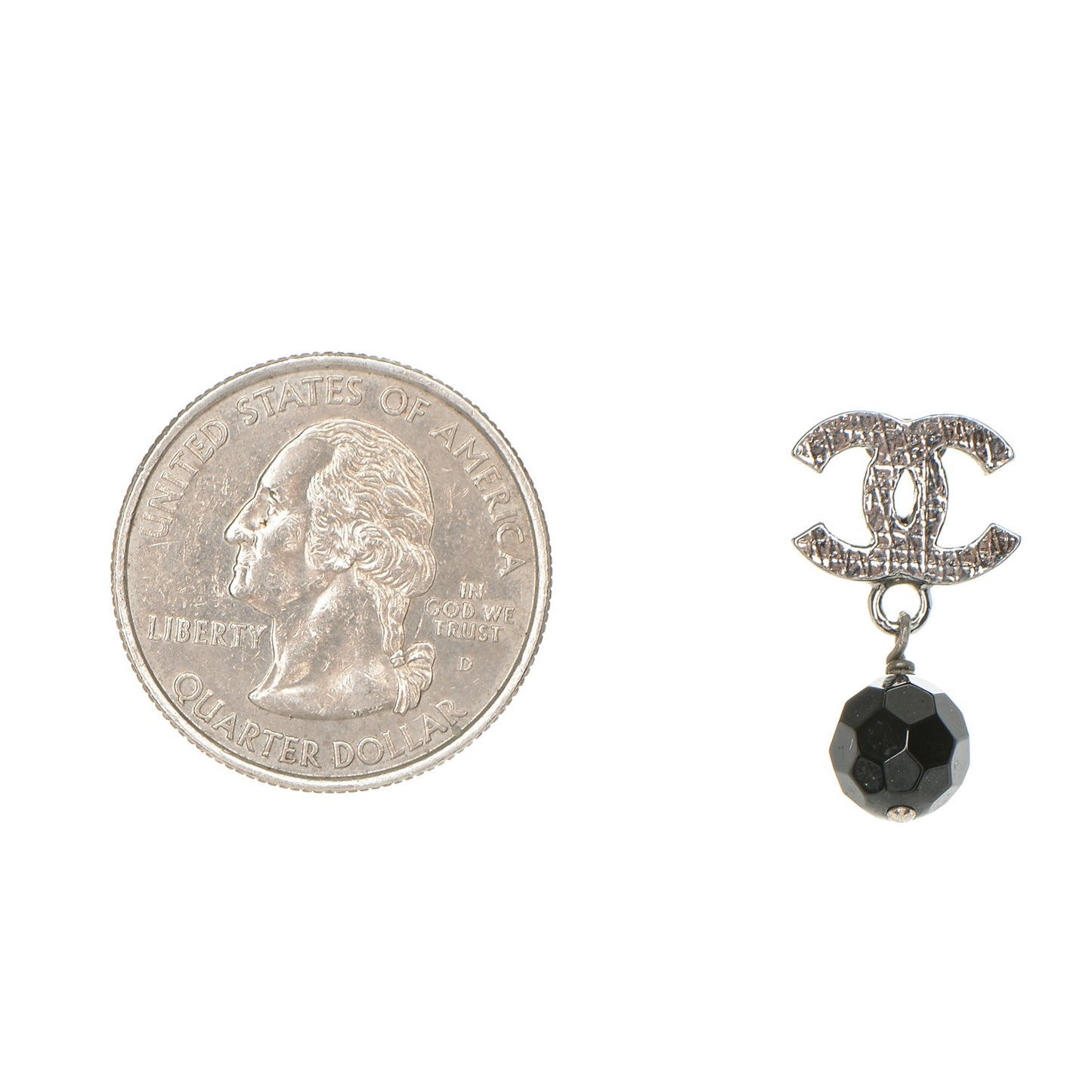 Ruthenium Bead CC Drop Earrings Black