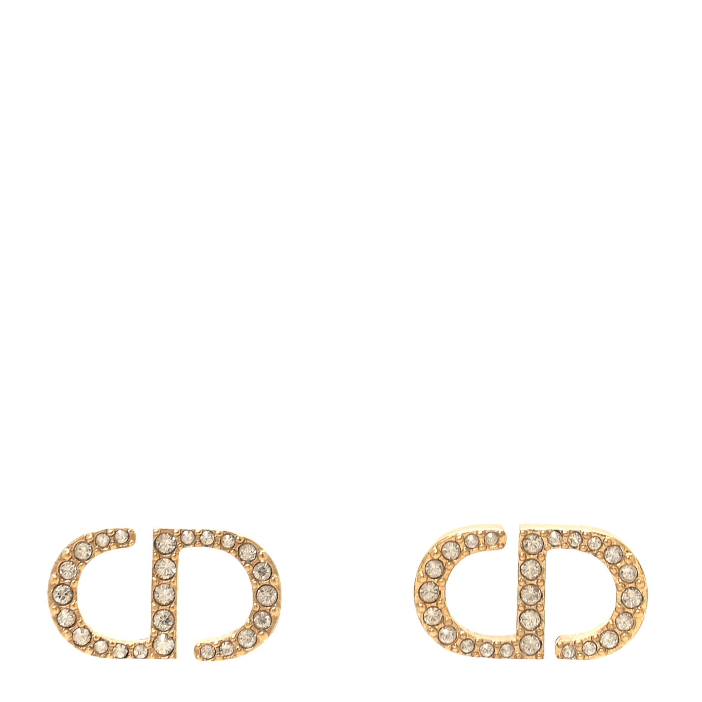 Crystal Petit CD Stud Earrings Gold