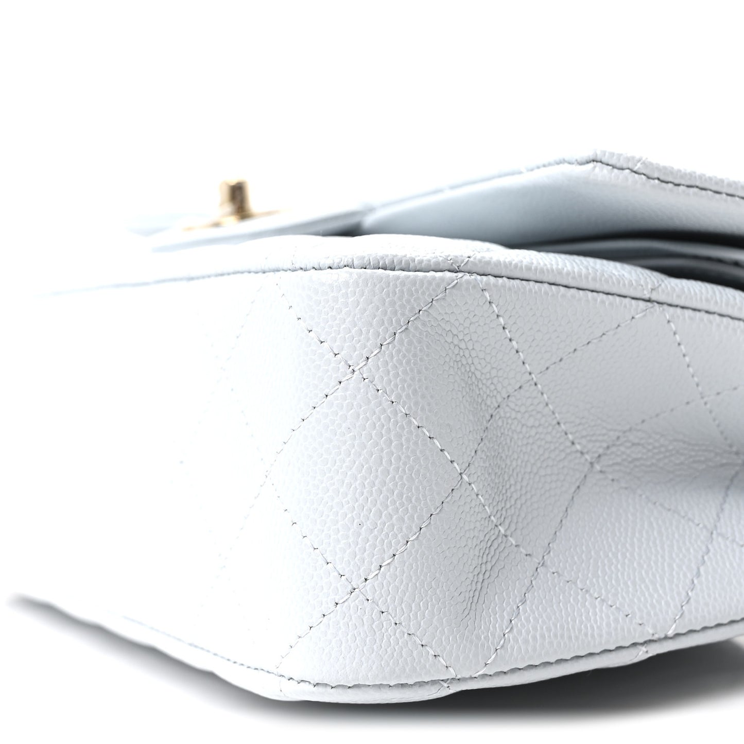 Caviar Quilted Medium Double Flap Light Blue