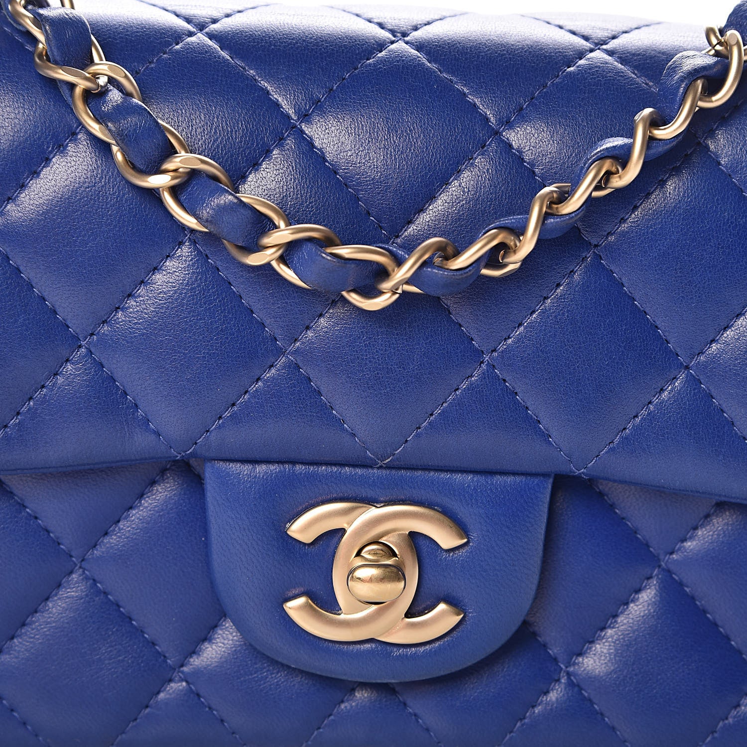 Chanel Lambskin Quilted Mini Rectangular Flap Royal Blue 16 of 17