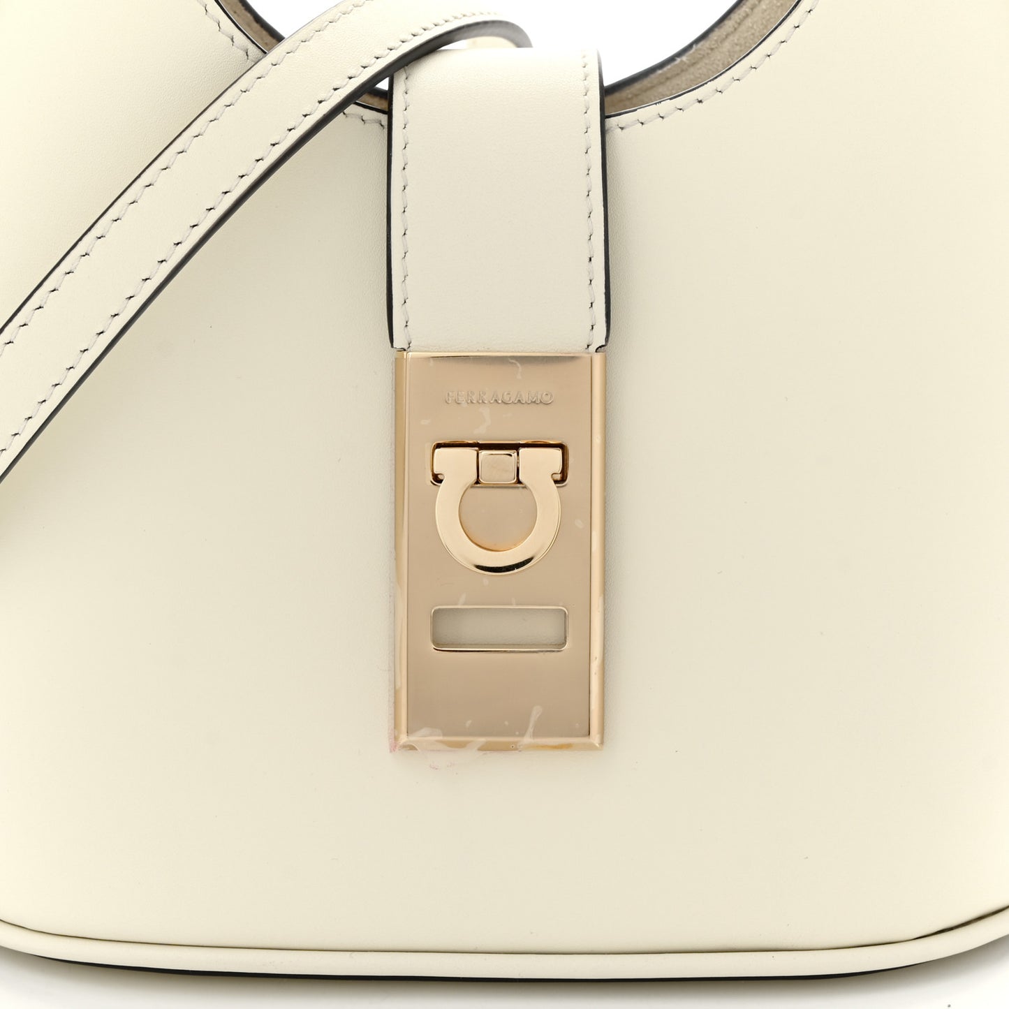 Soft Calfskin Mini Gancini Hobo Mascarpone