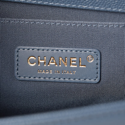 Chanel Caviar Chevron Quilted Medium Boy Flap Blue 6 of 10