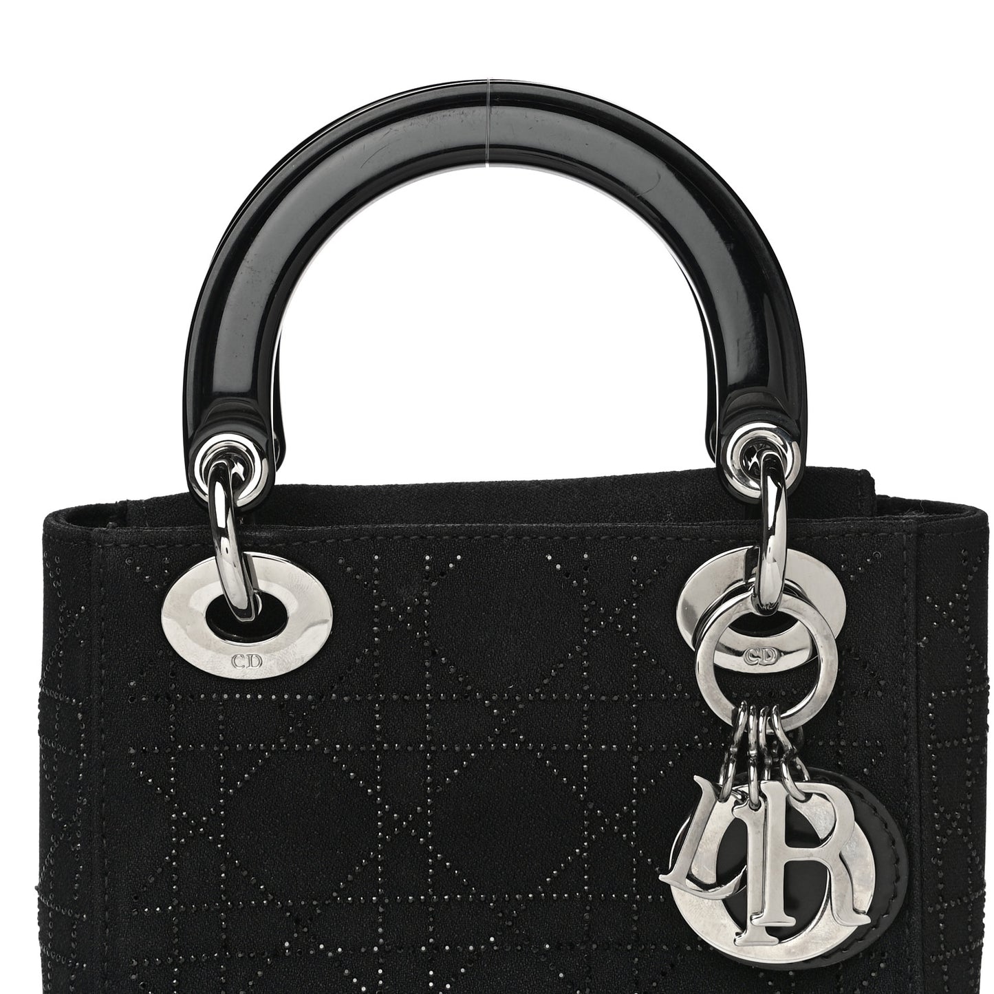 Canvas Studded Cannage Mini Lady Dior Black