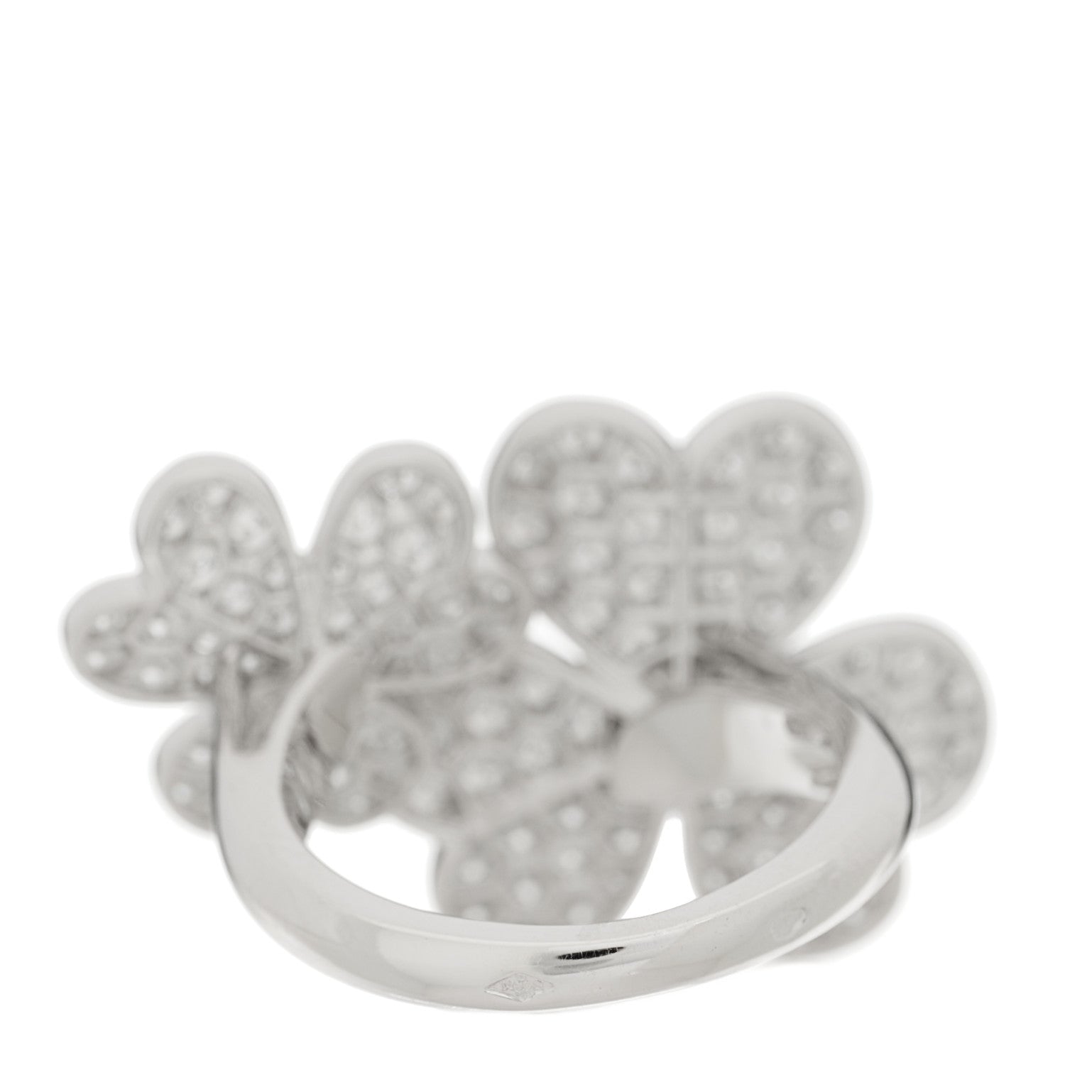 Van Cleef & Arpels 18K White Gold Diamond Frivole Between The Finger Pave Ring 54 7 3 of 5
