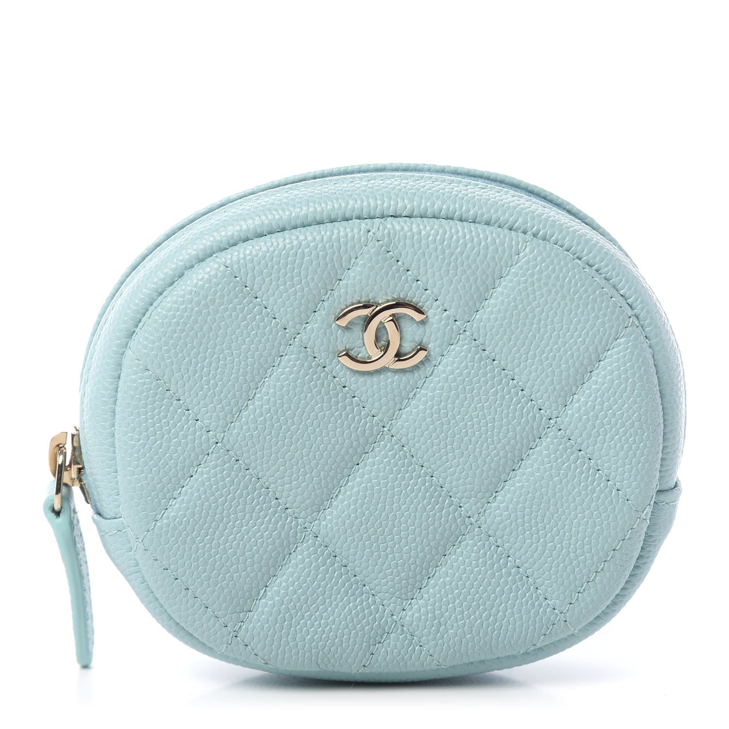 Chanel Caviar Quilted Zip Around Classic Coin Purse Light Blue 1 of 8
