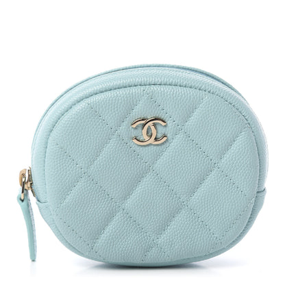 Chanel Caviar Quilted Zip Around Classic Coin Purse Light Blue 1 of 8