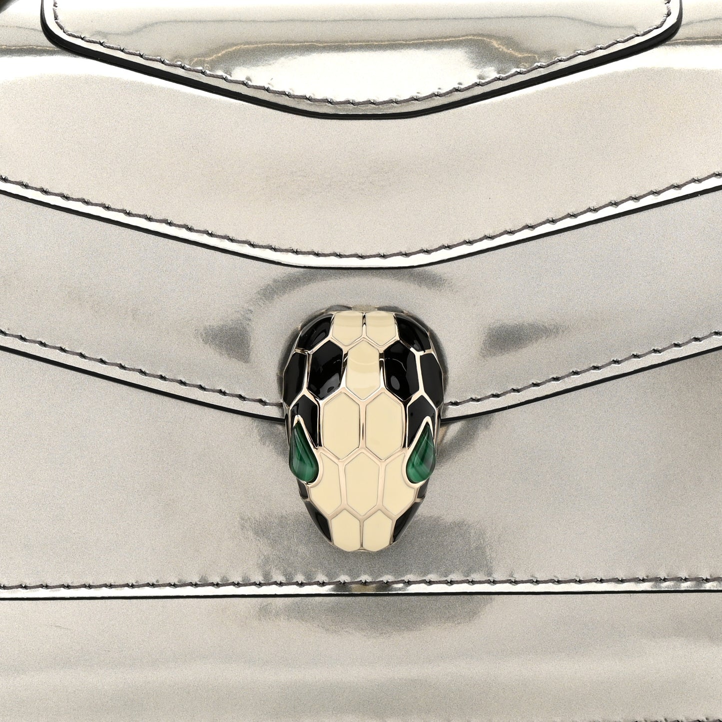 Metallic Calfskin Serpenti Forever Crossbody Bag Silver