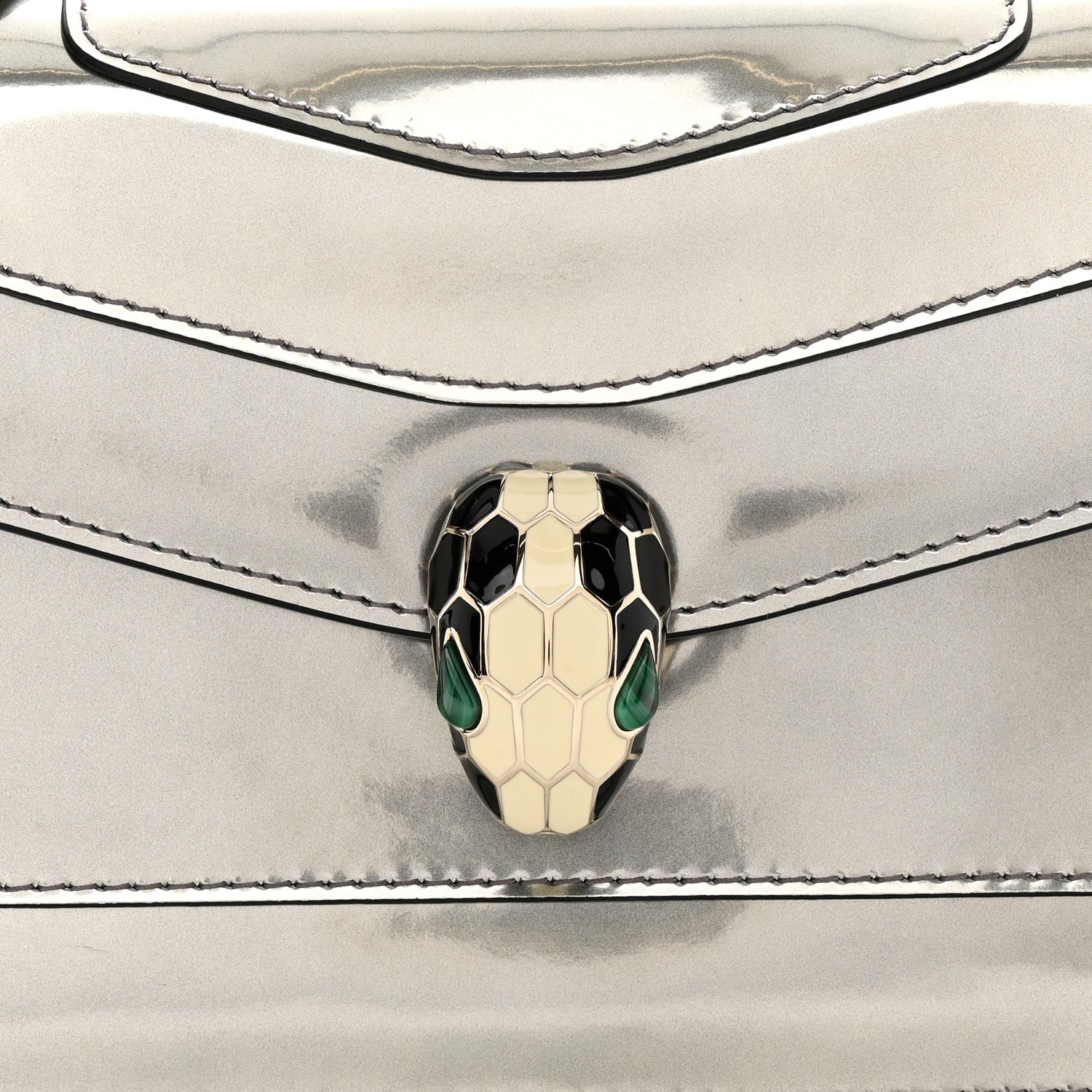 Bulgari Metallic Calfskin Serpenti Forever Crossbody Bag Silver 8 of 12