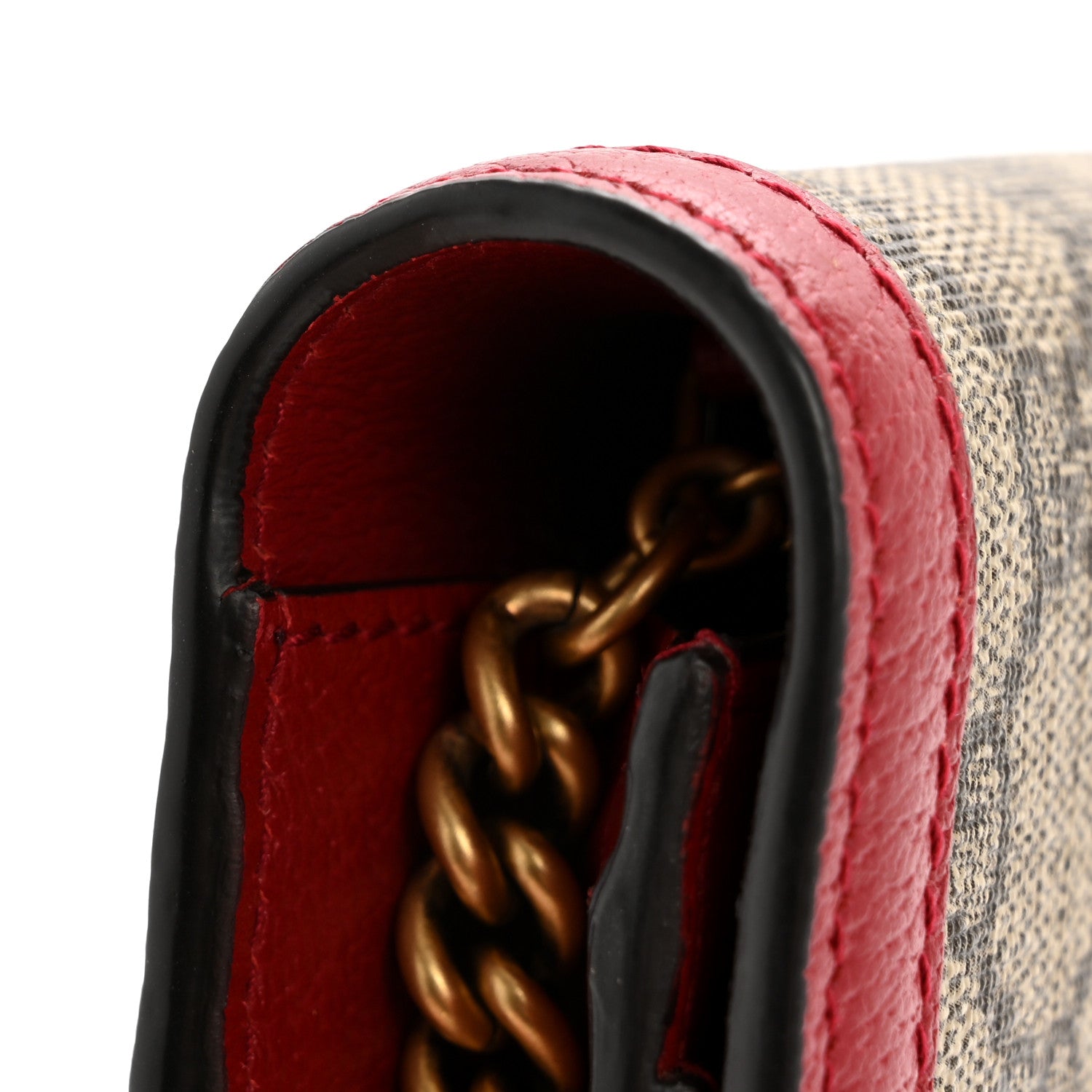 Gucci GG Supreme Monogram Web Queen Margaret Chain Wallet Red 11 of 11