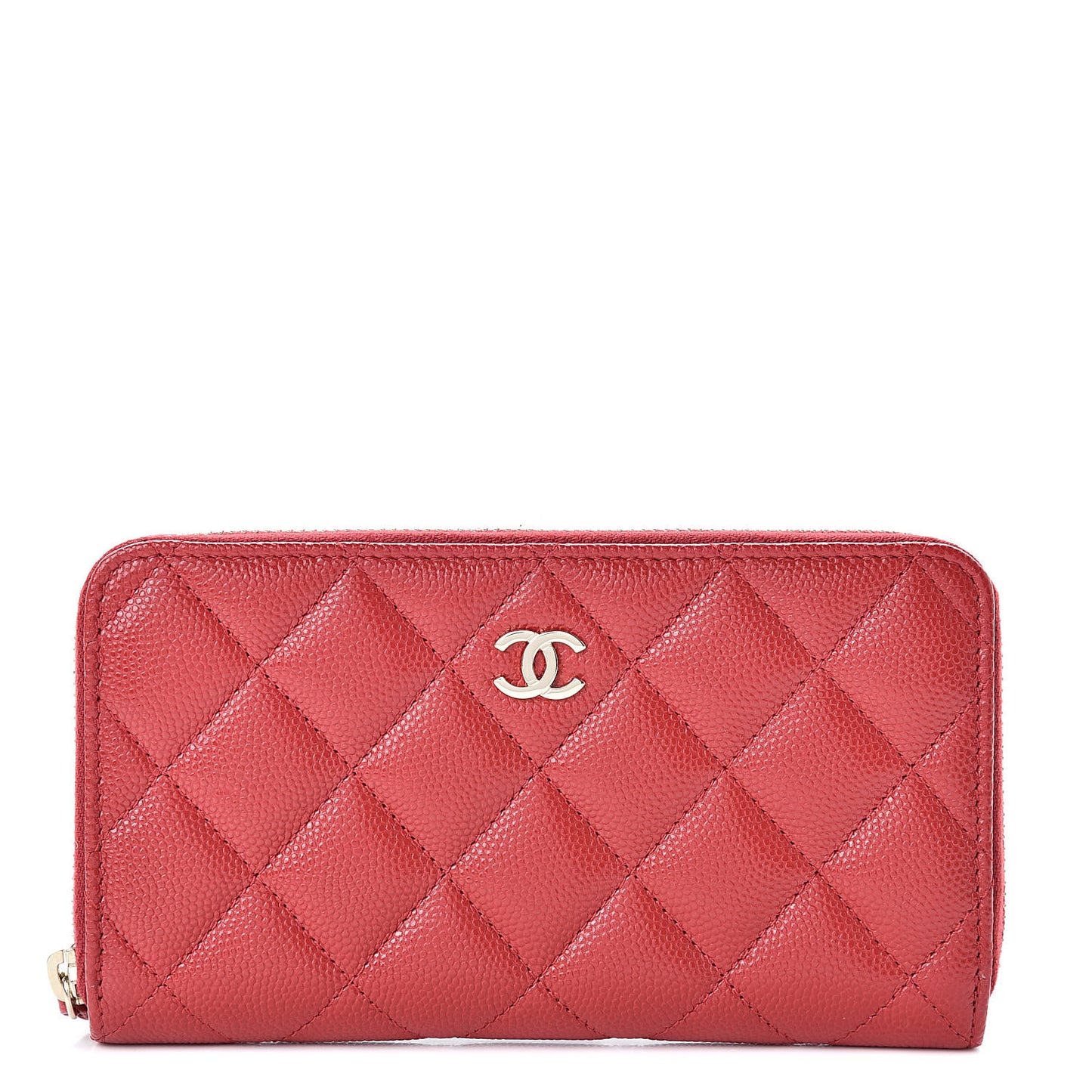 Caviar Quilted Medium Zip Around Wallet Red