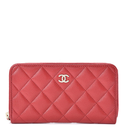 Chanel Caviar Quilted Medium Zip Around Wallet Red 1 of 9