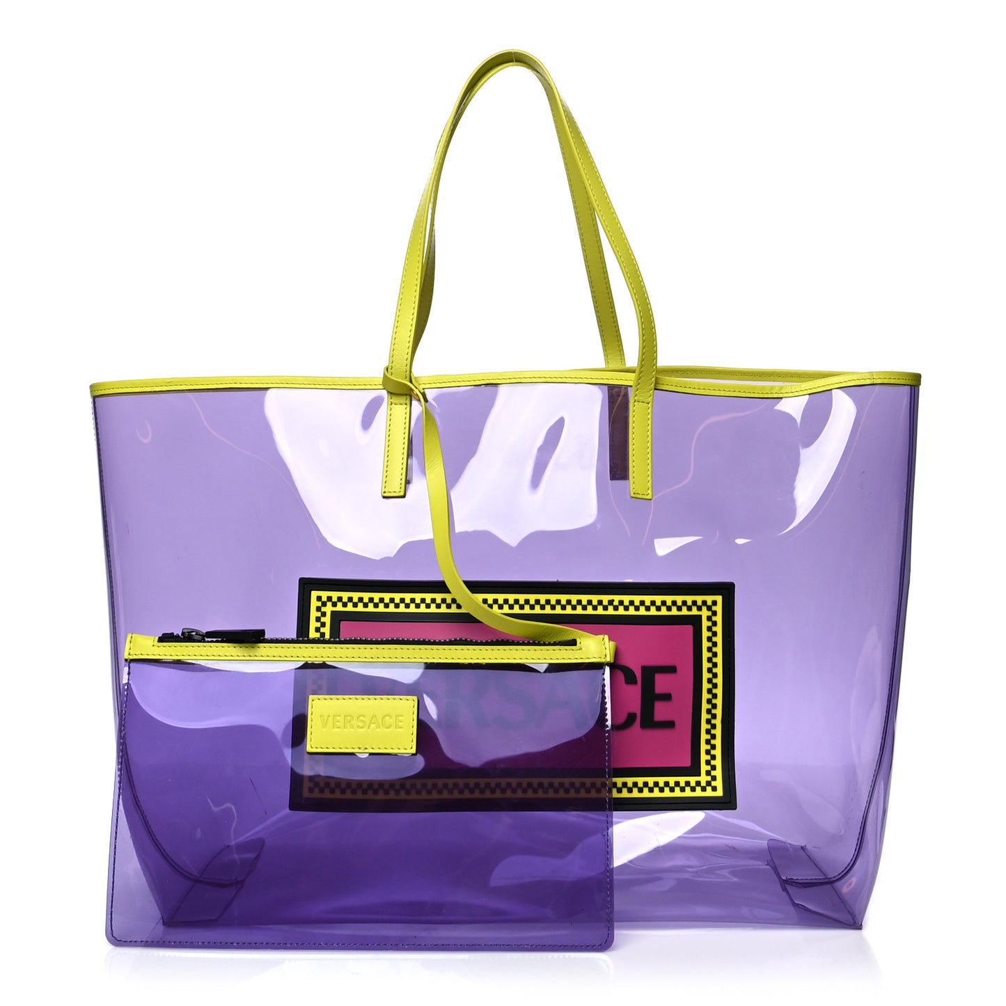 Vinyl Calfskin 90s Logo Tote Purple Yellow