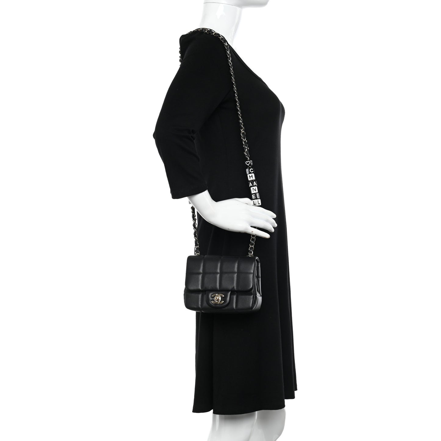 Lambskin Resin Crystal Square Quilted Mini Monacoco Flap Black