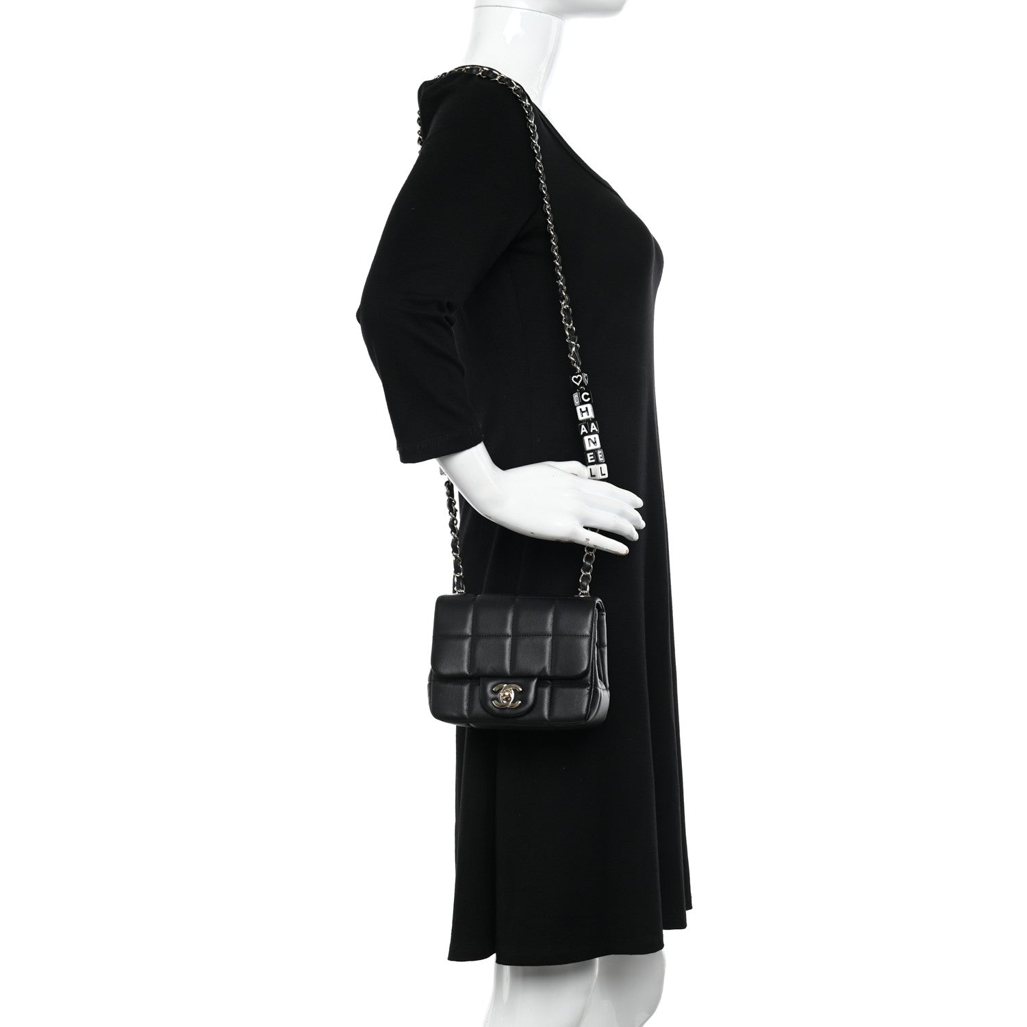 Chanel Lambskin Resin Crystal Square Quilted Mini Monacoco Flap Black 2 of 12