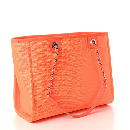 Chanel Mixed Fibers Calfskin Small Deauville Tote Orange Yellow 3 of 11