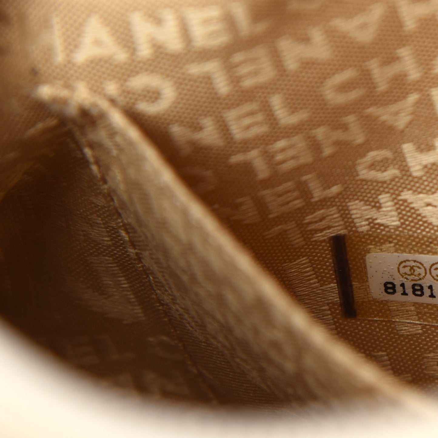 Lambskin Quilted CC Chocolate Bar Shoulder Bag Beige