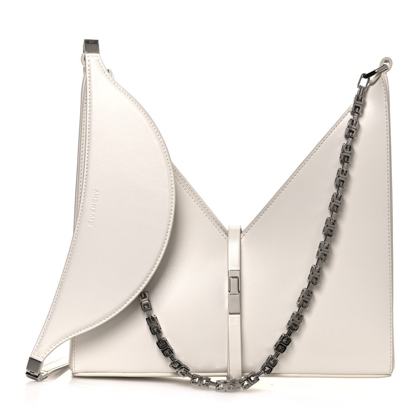 Box Calfskin Small Cut Out Shoulder Bag Ivory