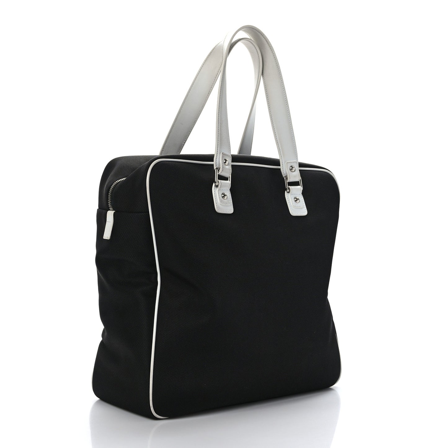Canvas Rubber Airlines Large Zip Shopping Tote Black White Red