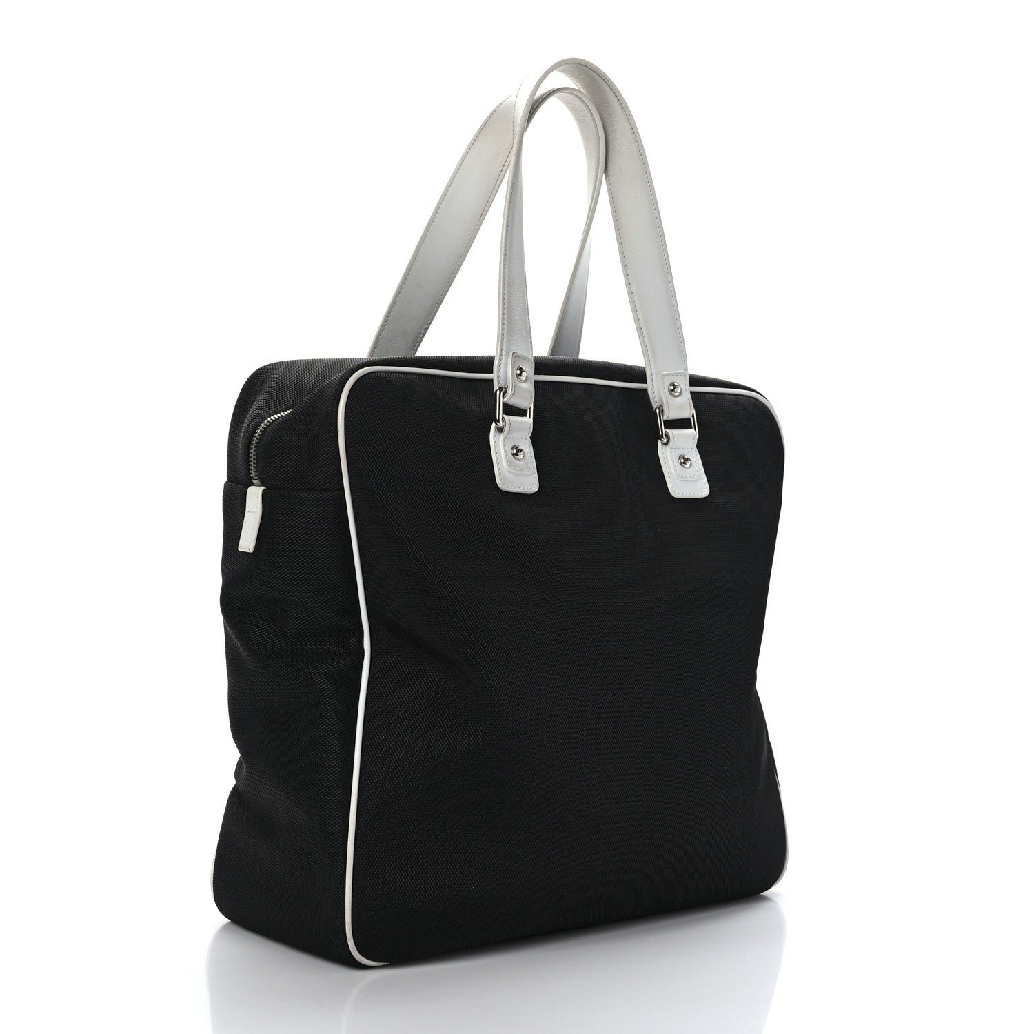 Chanel Canvas Rubber Airlines Large Zip Shopping Tote Black White Red 3 of 11