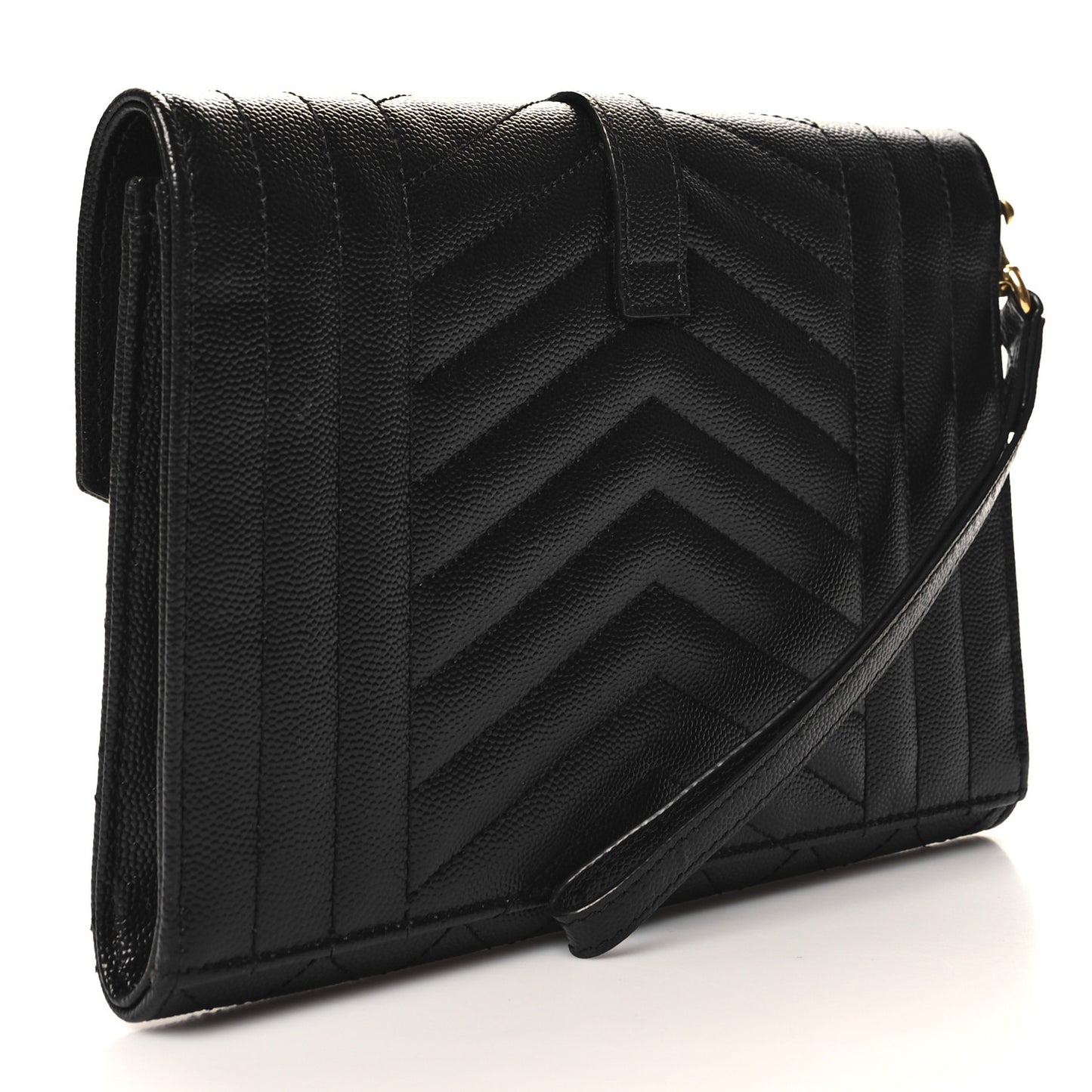 Grain De Poudre Textured Mixed Matelasse Triquilt Monogram Clutch Black