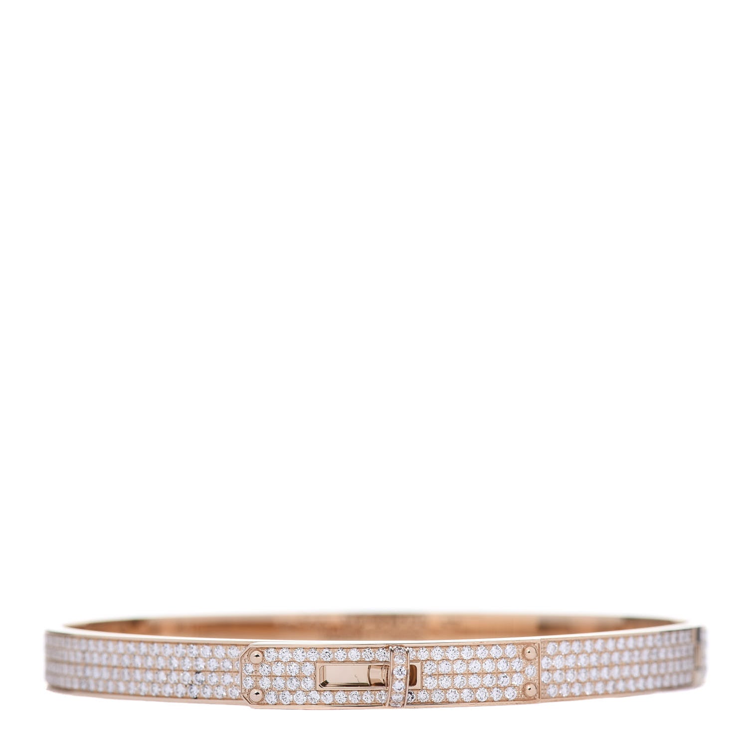 Hermes 18K Rose Gold Diamond PM Kelly Full Pave Bracelet ST 1 of 4