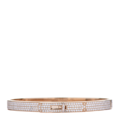 Hermes 18K Rose Gold Diamond PM Kelly Full Pave Bracelet ST 1 of 4
