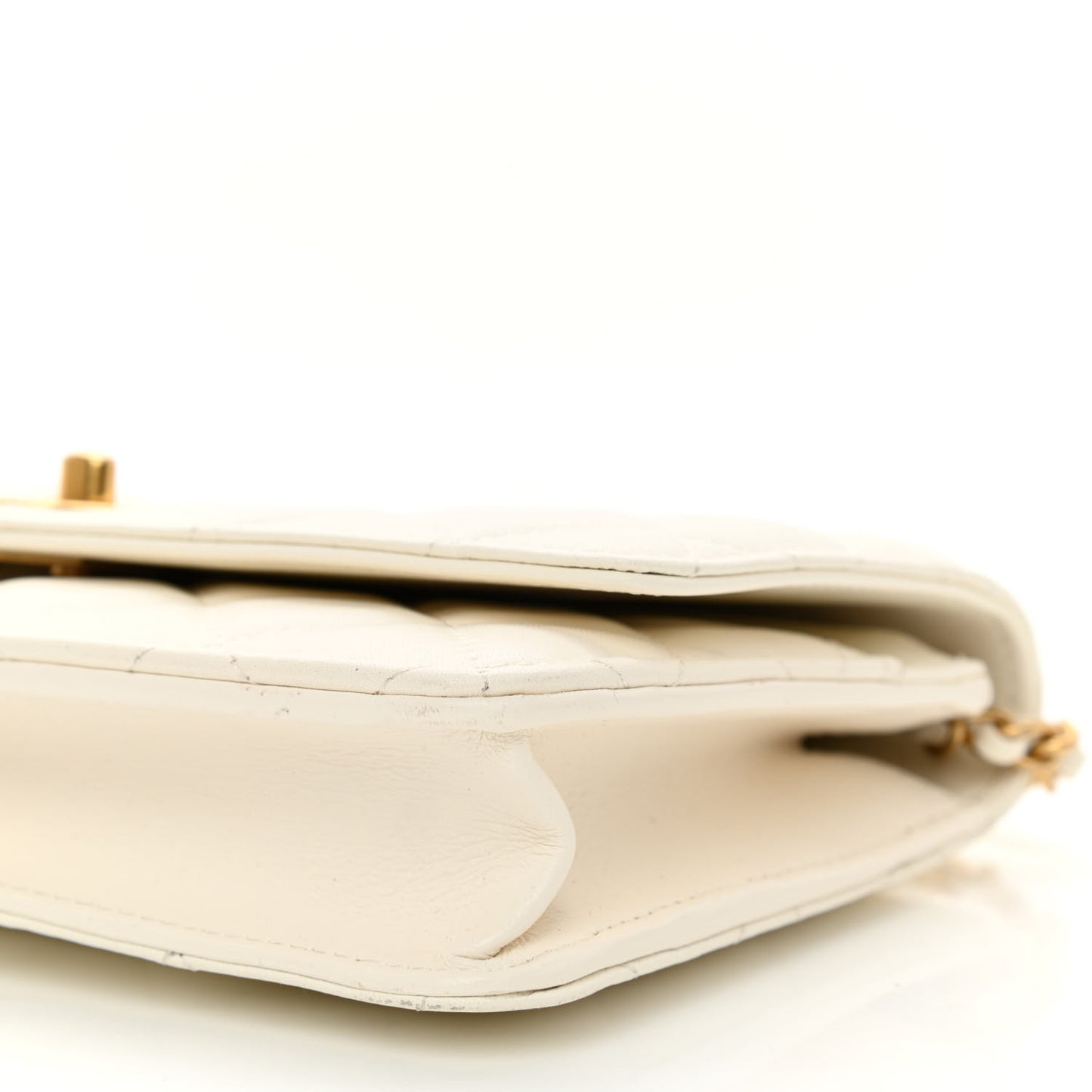 Lambskin Quilted CC Pearl Crush Wallet on Chain WOC White