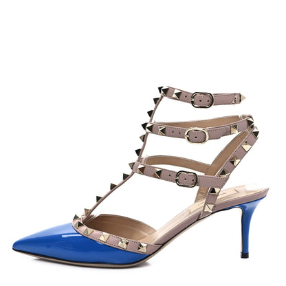 Valentino Garavani Patent Rockstud Ankle Strap 65mm Pumps 38 Indaco Poudre 1 of 7