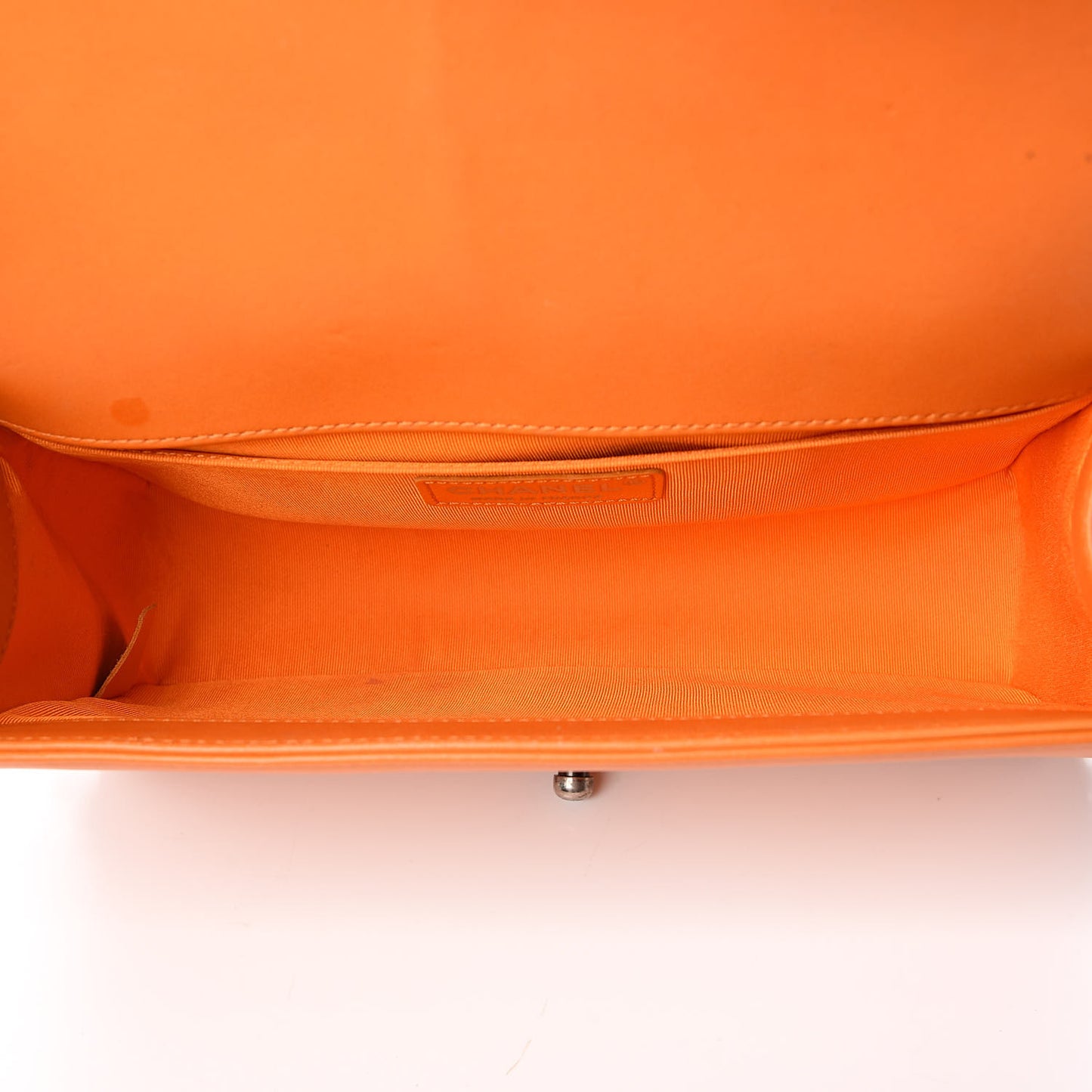 Lambskin Quilted Medium Boy Flap Orange