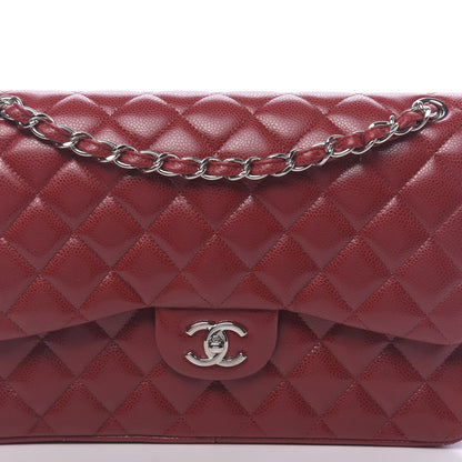 Chanel Caviar Quilted Jumbo Double Flap Red 10 of 11
