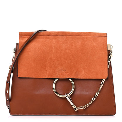 Chloe Suede Calfskin Medium Faye Shoulder Bag Tobacco 1 of 12