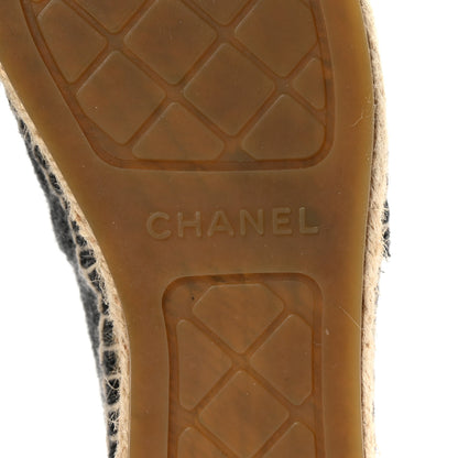 Chanel Tweed Lambskin CC Espadrilles 38 Grey 7 of 10