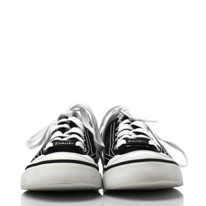 Chanel Canvas Lace Up Cap Toe Sneakers 36.5 Black 2 of 12