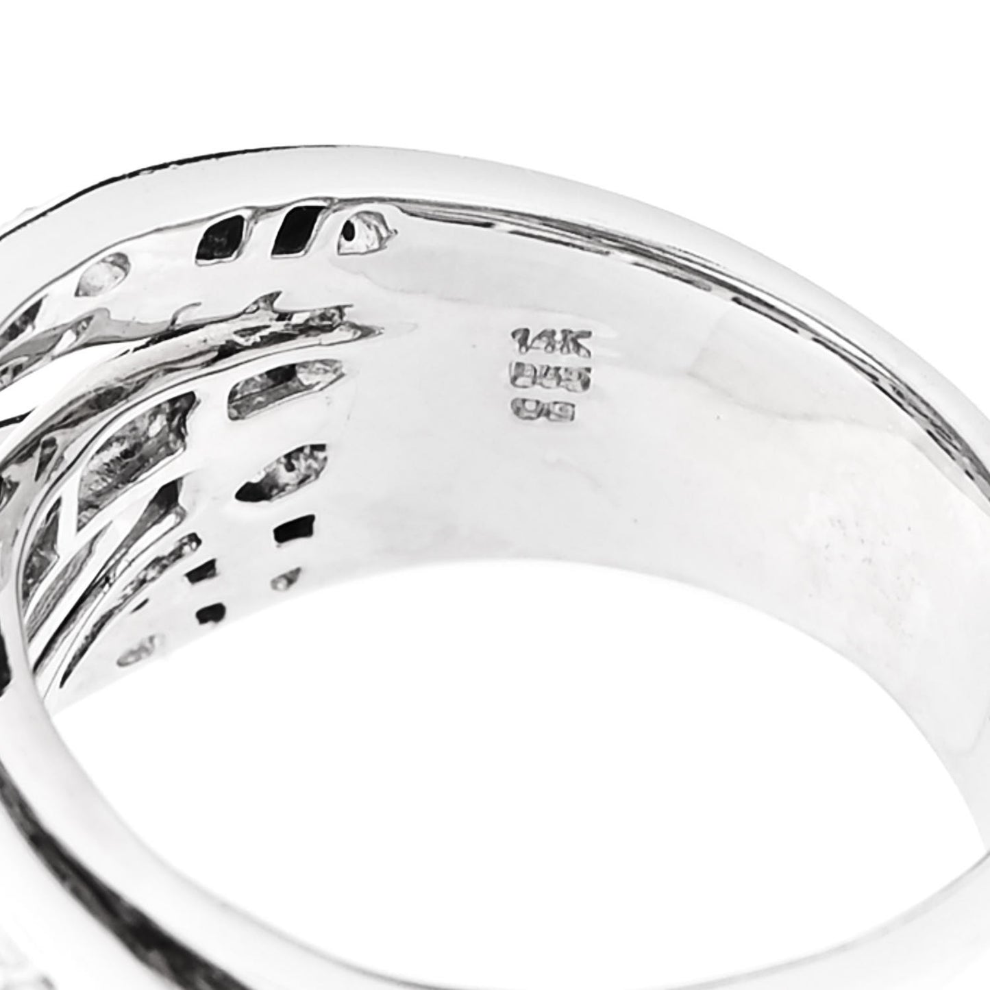 14K White Gold Diamond 1.16ctw Five Row Crossover Band Ring 56 7.5
