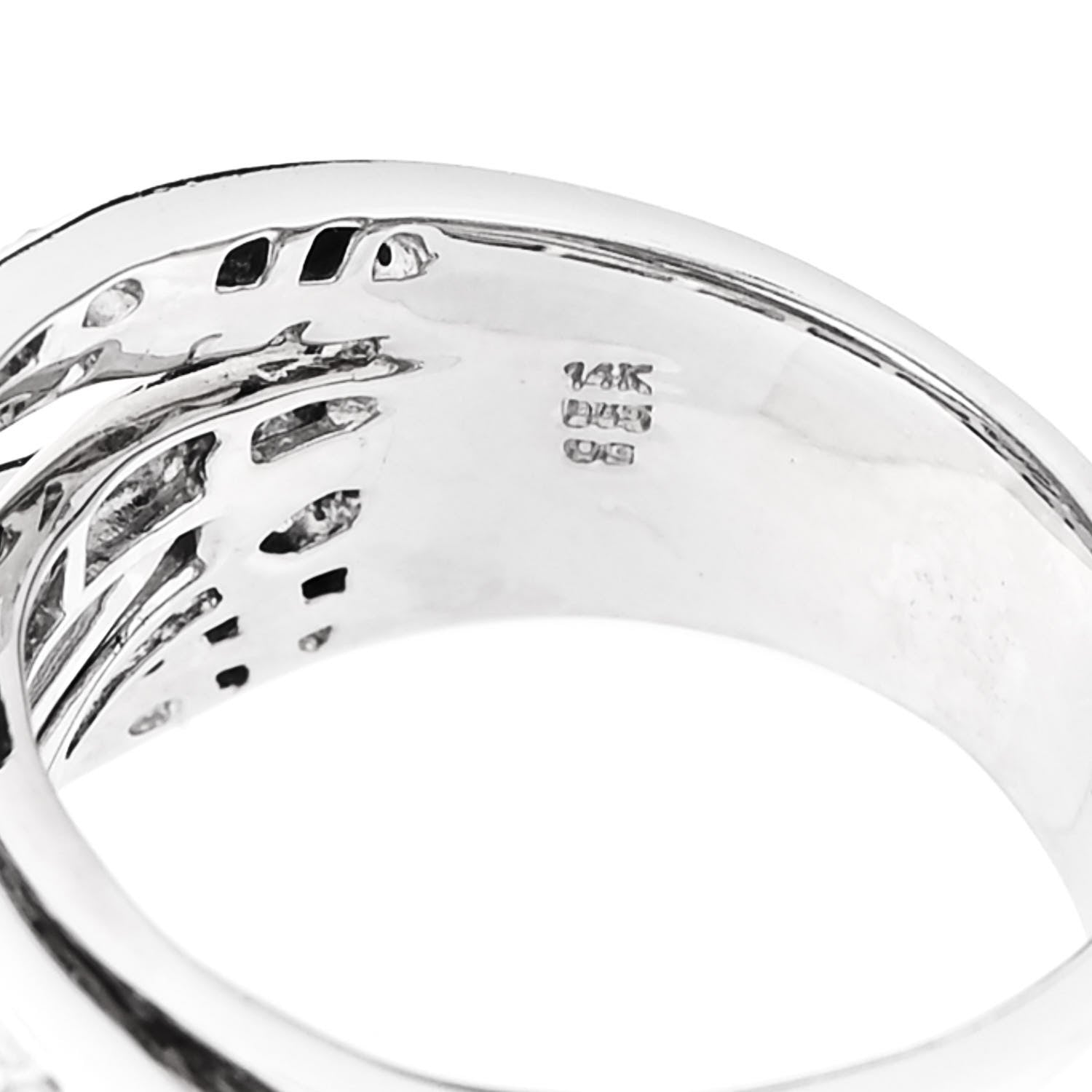 Parker & West by FASHIONPHILE 14K White Gold Diamond 1.16ctw Five Row Crossover Band Ring 56 7.5 5 of 5