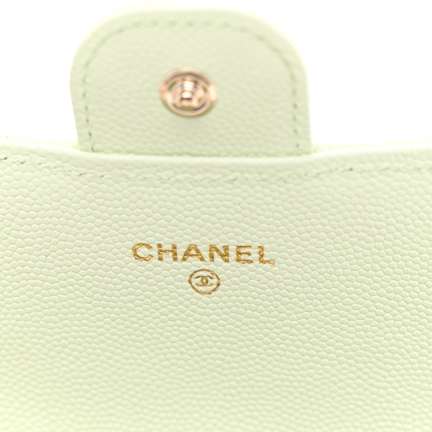 Caviar Quilted Large Gusset Flap Wallet Light Green