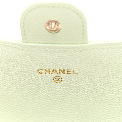 Chanel Caviar Quilted Large Gusset Flap Wallet Light Green 6 of 9