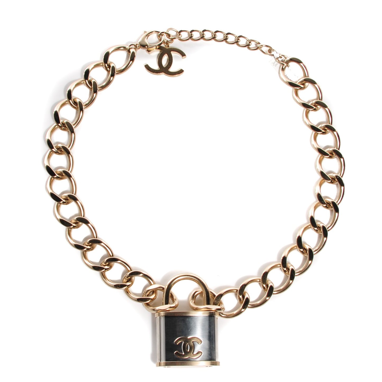 CC Oversized Padlock Necklace Gold Silver
