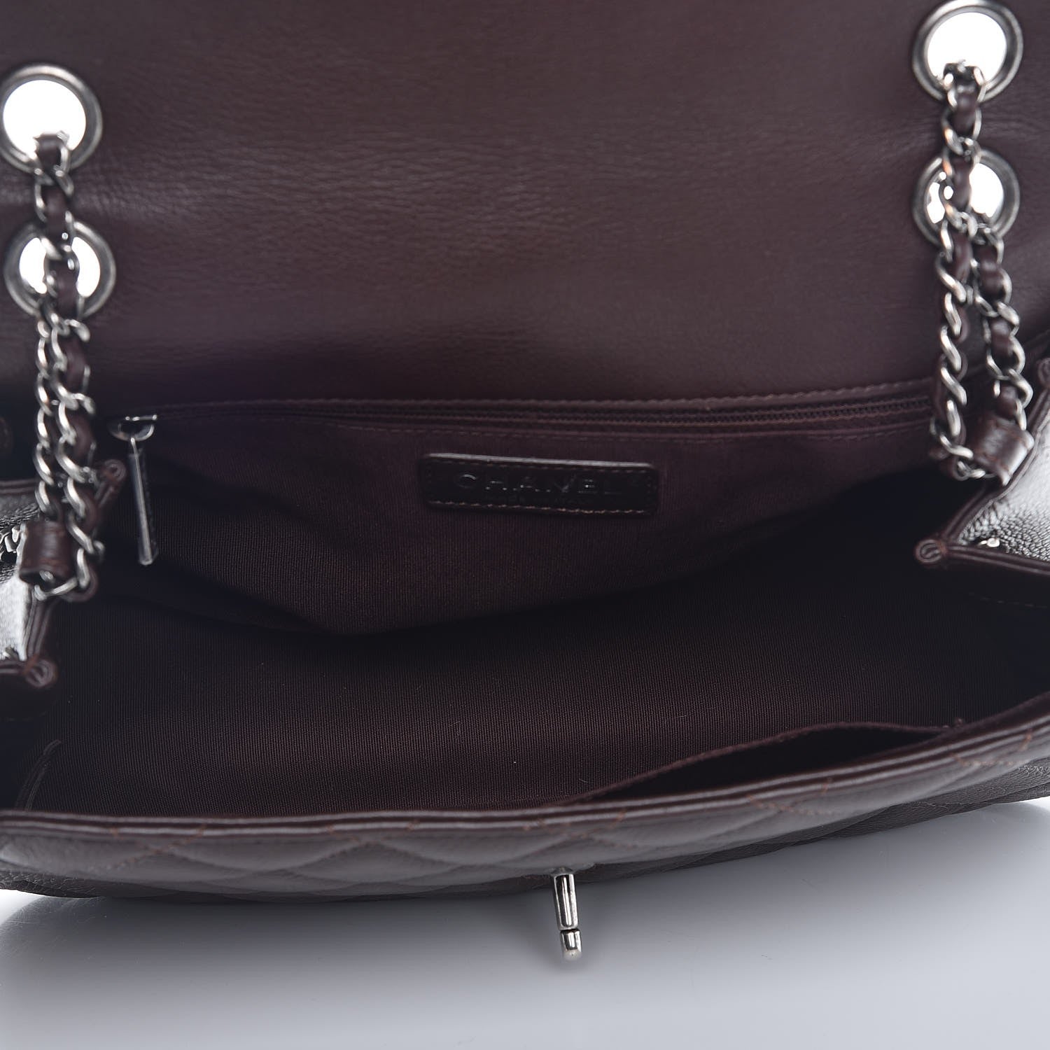 Chanel Grained Calfskin Quilted Medium Frame In Chain Flap Brown 6 of 9