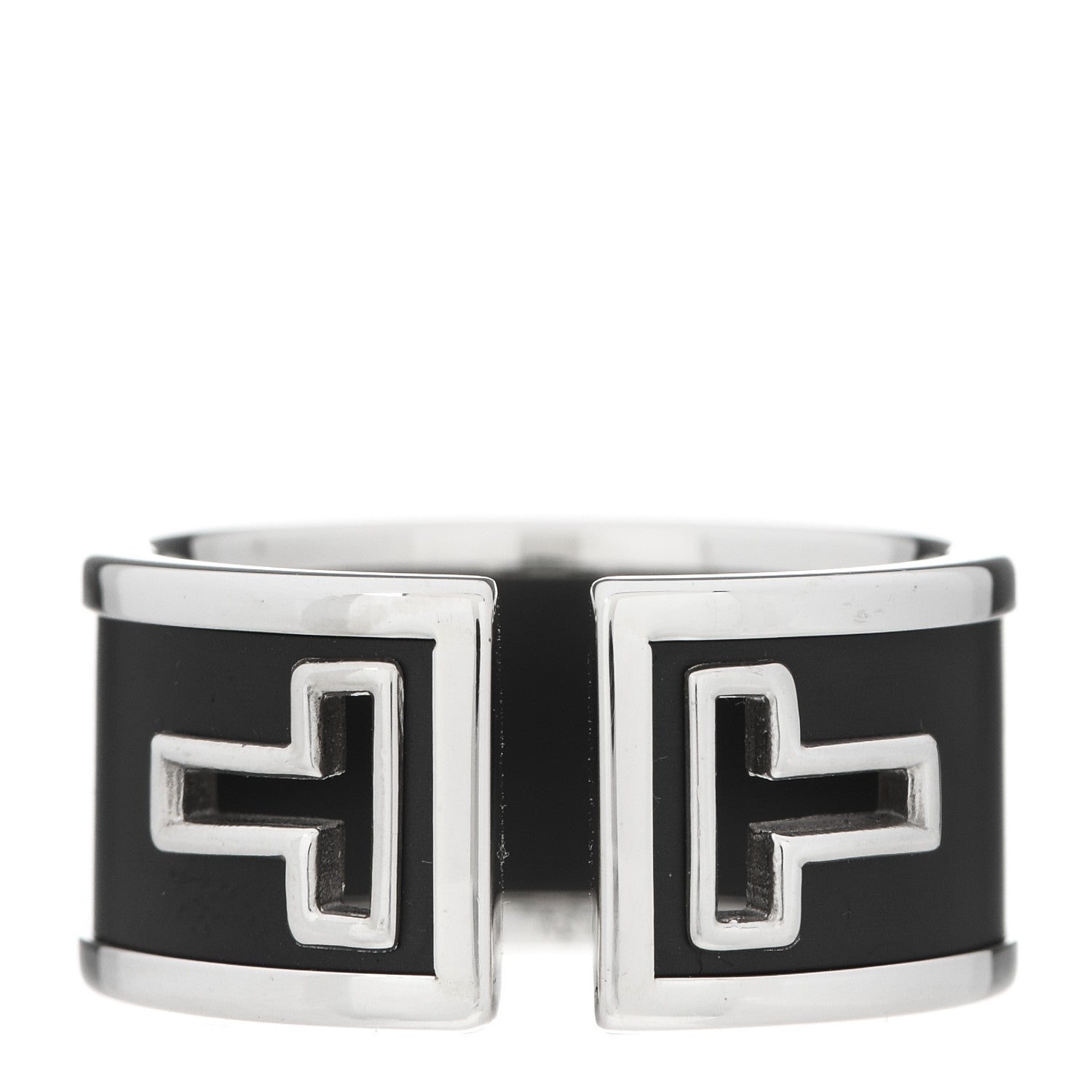 Tiffany Sterling Silver Black Ceramic T Cutout Ring 57 8 1 of 5