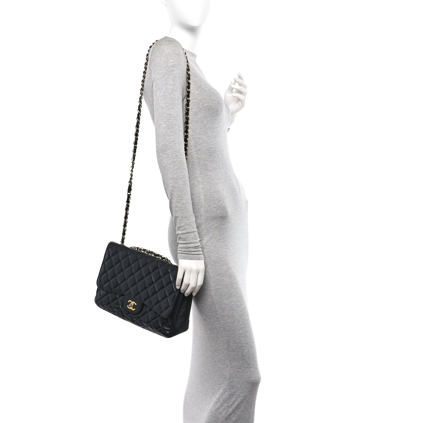 Caviar Quilted Jumbo Single Flap Black