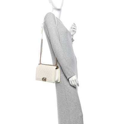 Chanel Caviar Quilted Medium Boy Flap White 2 of 14